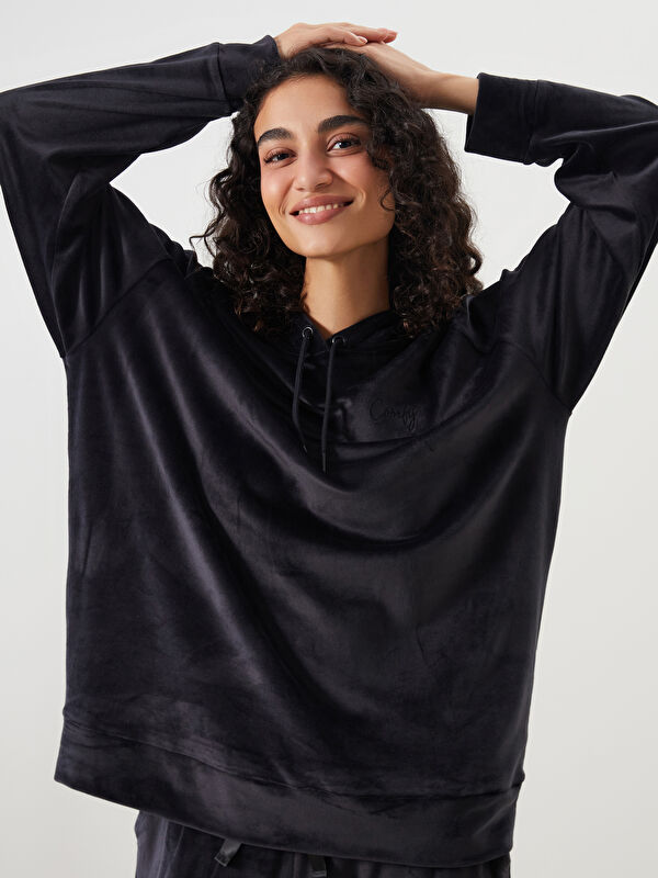 LCW DREAM Hooded Velvet Women's Pyjama Top