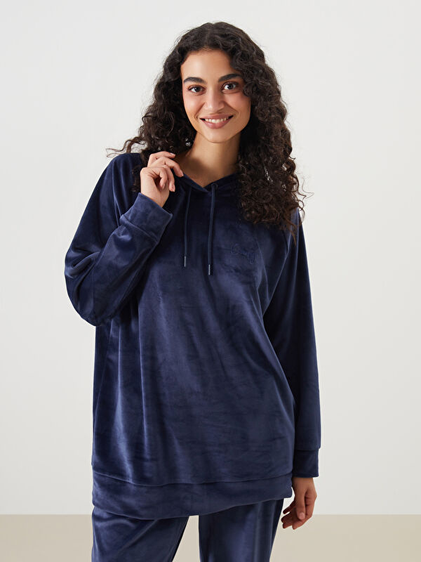 LCW DREAM Hooded Velvet Women's Pyjama Top