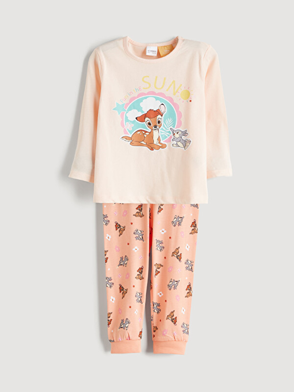 LCW Kids Қыздарға арналған bambi принтті пижама жинағы