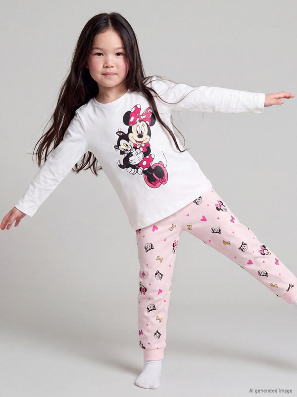 LCW Kids Minnie Mouse Baskılı Kız Çocuk Pijama Takımı