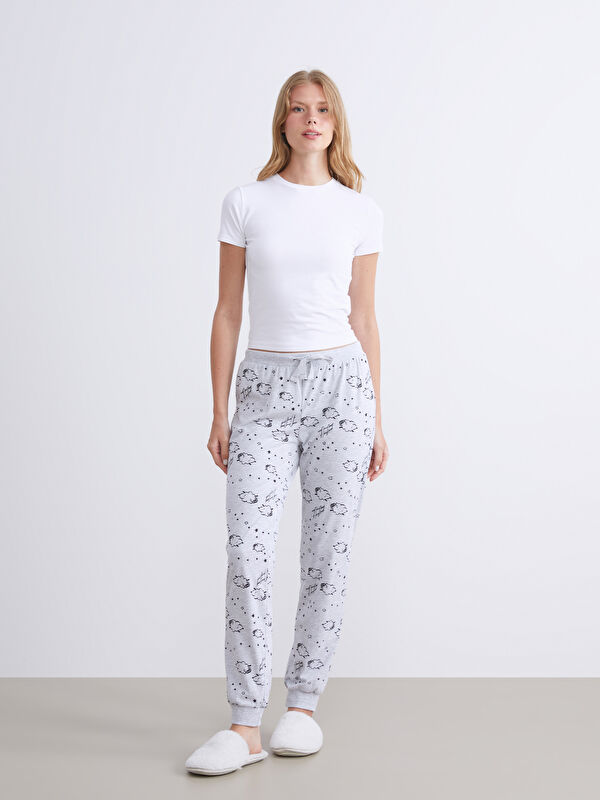 LCW DREAM Beli Lastikli Baskılı Kadın Jogger Pijama Altı