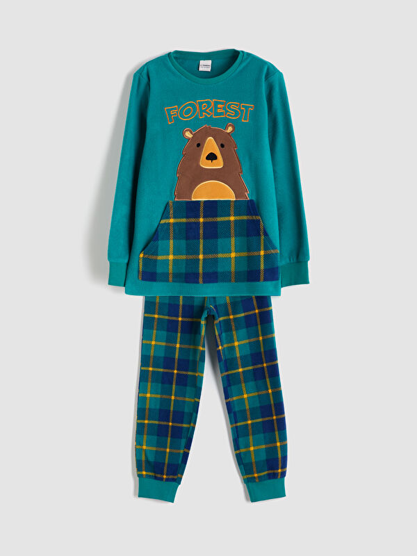 LCW Kids Bisiklet Yaka Polar Erkek Çocuk Pijama Takımı