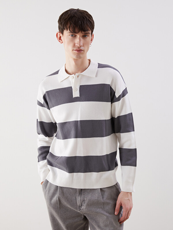 XSIDE Polo Neck Striped Men's Sweater