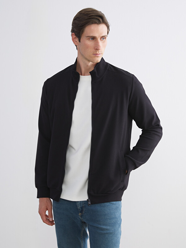 LCWAIKIKI Classic Dik Yaka Uzun Kollu Erkek Fermuarlı Sweatshirt
