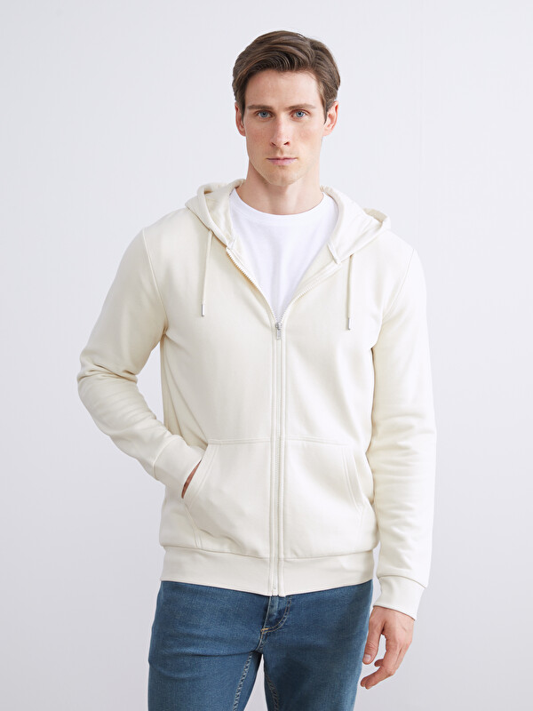 LCWAIKIKI Classic Kapüşonlu Uzun Kollu Erkek Fermuarlı Sweatshirt