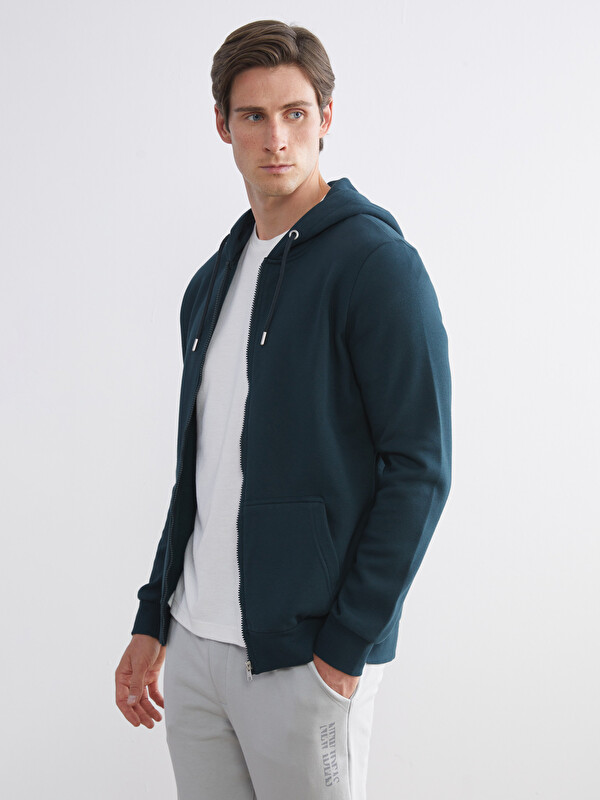 LCWAIKIKI Classic Kapüşonlu Uzun Kollu Erkek Fermuarlı Sweatshirt