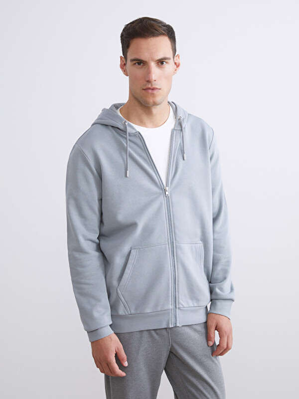LCWAIKIKI Classic Kapüşonlu Uzun Kollu Erkek Fermuarlı Sweatshirt