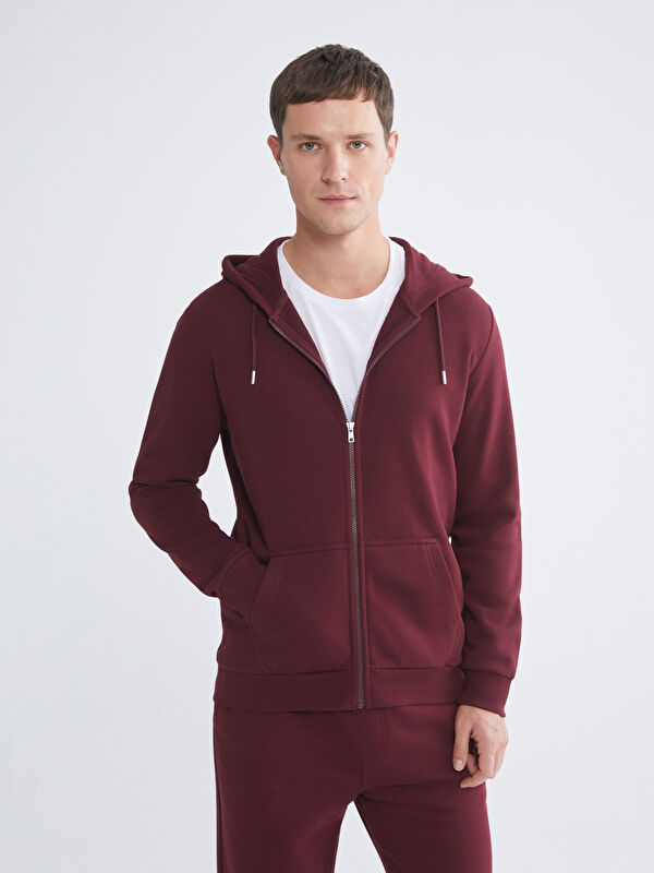 LCWAIKIKI Classic Kapüşonlu Uzun Kollu Erkek Fermuarlı Sweatshirt