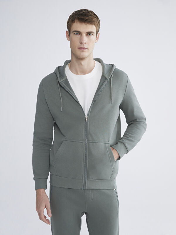 LCWAIKIKI Classic Hooded Long Sleeve Men's Zip-Up Sweatshirt