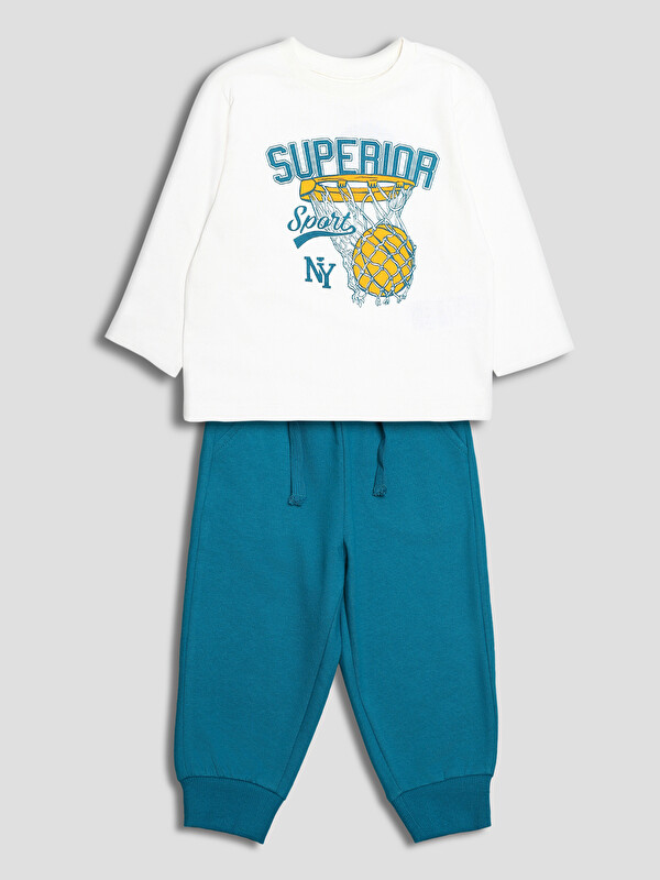 LCW Kids Printed Boys' Long Sleeve T-shirt and Sweatpants Set