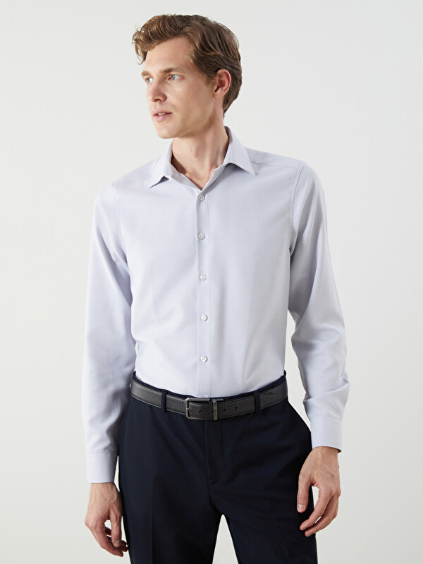 LCW BUSINESS Slim Fit Uzun Kollu Armürlü Erkek Gömlek