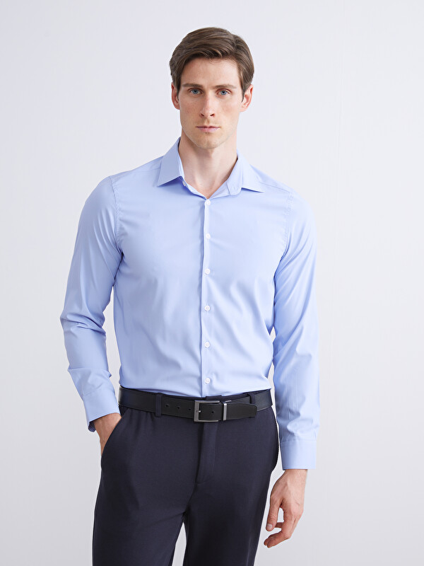 LCW BUSINESS Slim Fit Uzun Kollu Gabardin Erkek Gömlek