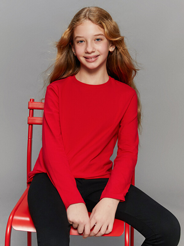 LCW Kids Bisiklet Yaka Basic Kız Çocuk Tişört