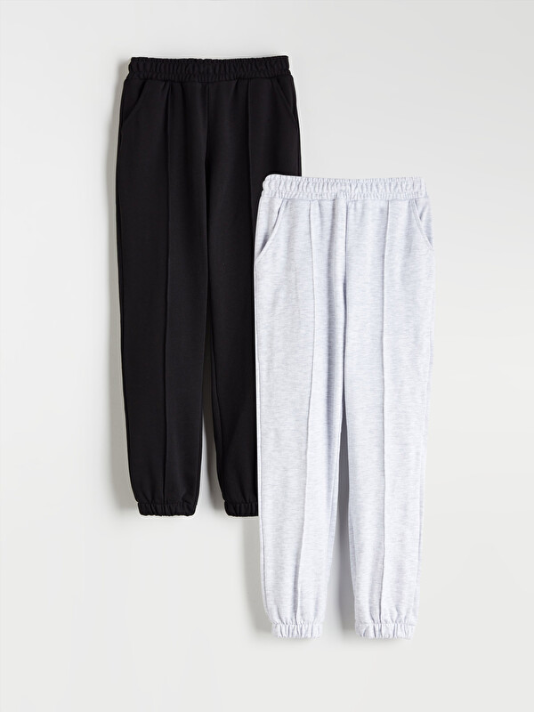 LCW Kids Elastic Waist Girl'S Jogger Sweatpants Set Of 2