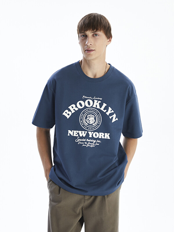 XSIDE Bisiklet Yaka Kısa Kollu Baskılı Erkek Sweatshirt