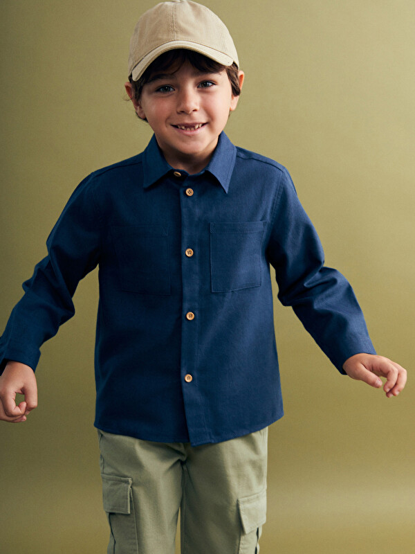 LCW Kids Basic Gabardin Uzun Kollu Erkek Çocuk Gömlek