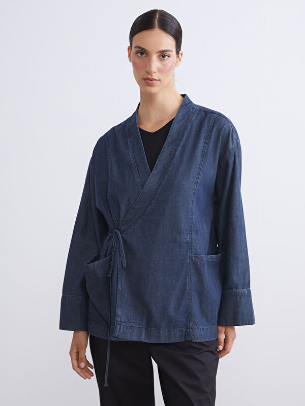 LCW Modest Doppelreihige Tunika für Damen aus Denim