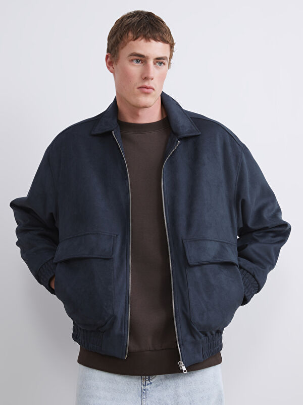 XSIDE Relaxed Fit Collared Neck Suede Men's Coat - W52455Z8-Z8U