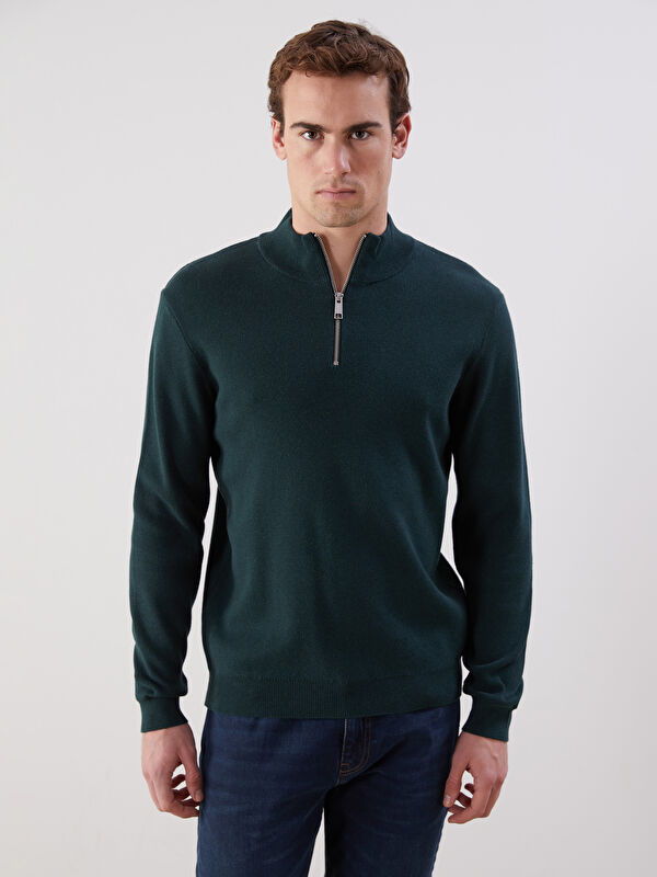 LCWAIKIKI Classic Funnel Neck Long Sleeve Men's Knitwear Sweater