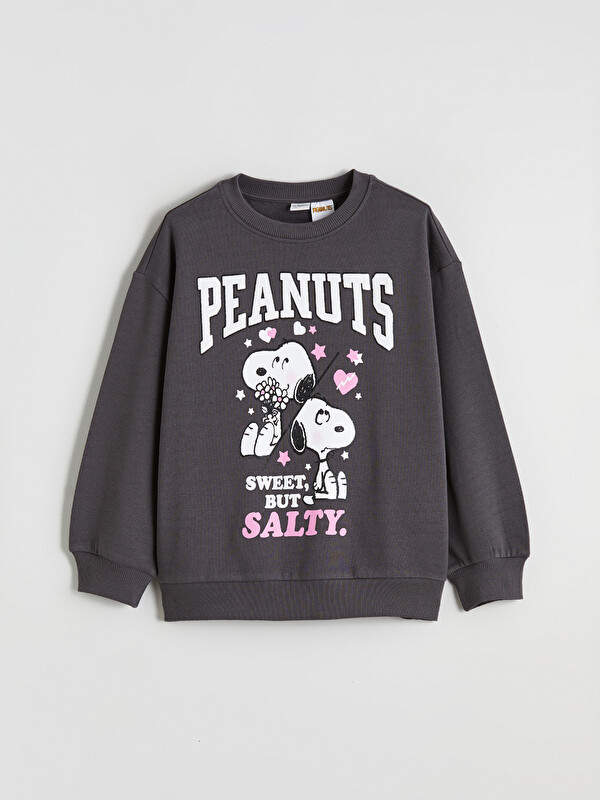 LCW Kids Snoopy Baskılı Kız Çocuk Kalın Sweatshirt