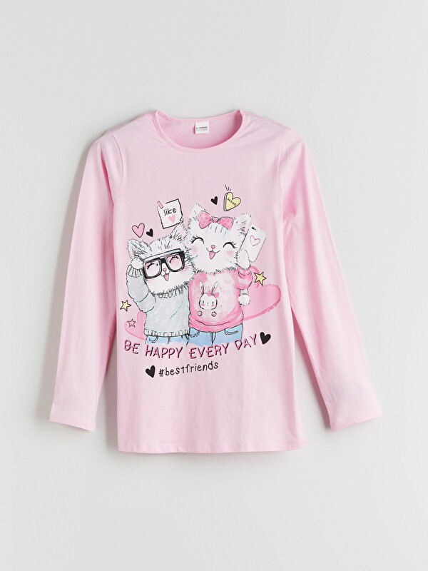 LCW DREAM Bisiklet Yaka Kız Çocuk Pijama Üst