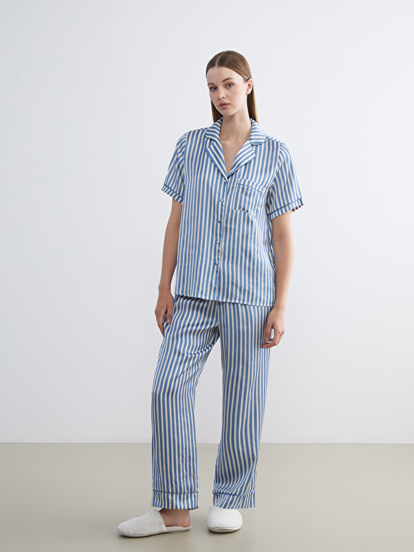 LCW DREAM Çizgili Saten Kadın Pijama Altı