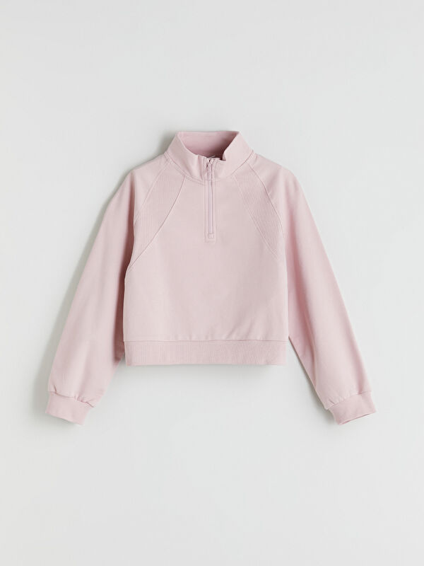 LCW Kids Dik Yaka Kız Çocuk Sweatshirt