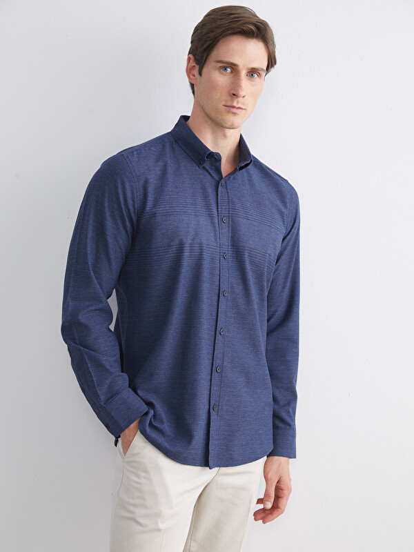 LCWAIKIKI Classic Regular Fit Uzun Kollu Çizgili Erkek Gömlek
