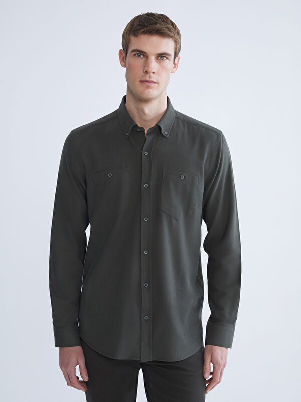 LCWAIKIKI Classic Regular Fit Uzun Kollu Gabardin Erkek Gömlek