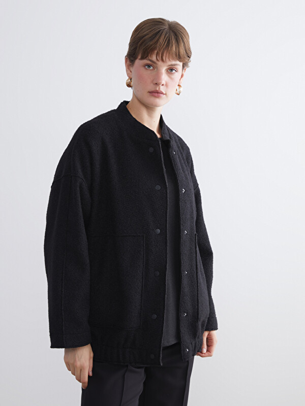 LCWAIKIKI Classic Kolej Yaka Oversize Kadın Bomber Mont