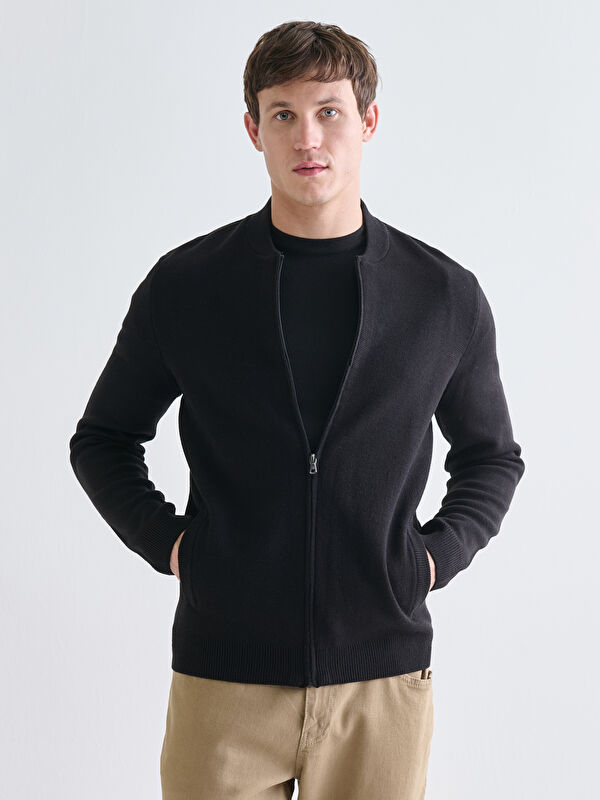 LCWAIKIKI Classic College Collar Pocket Men's Knitwear Cardigan
