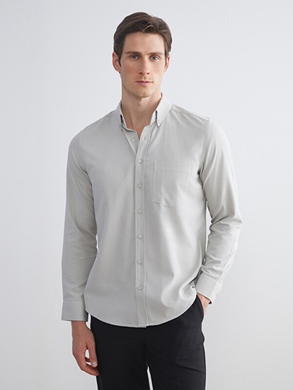 LCWAIKIKI Classic Regular Fit Uzun Kollu Armürlü Erkek Gömlek
