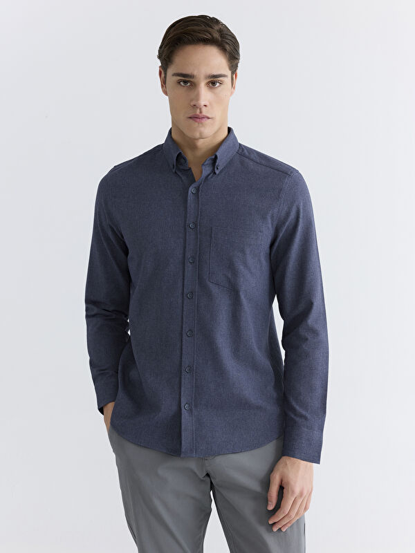 LCWAIKIKI Classic Regular Fit Uzun Kollu Armürlü Erkek Gömlek