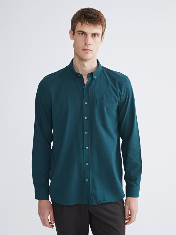 LCWAIKIKI Classic Regular Fit Uzun Kollu Armürlü Erkek Gömlek