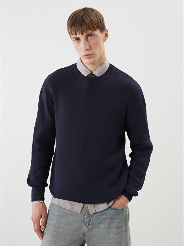 XSIDE Crew Neck Long Sleeve Men's Tricot Sweater