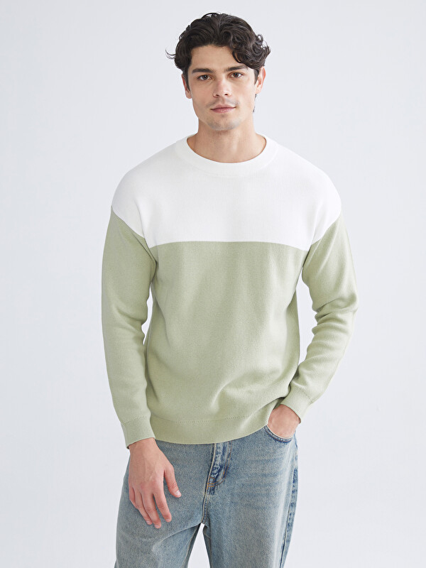 XSIDE Crew Neck Color Block Men's Knitwear Sweater