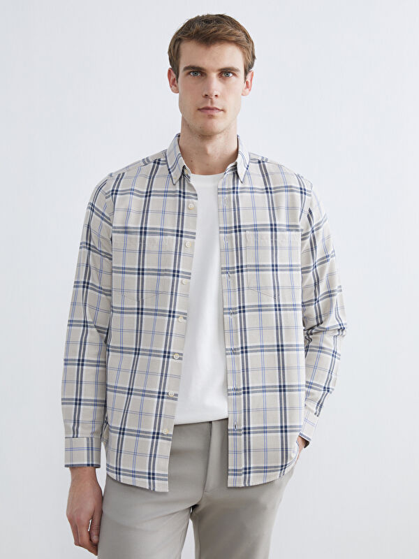 LCWAIKIKI Classic Regular Fit Long Sleeve Plaid Men's Shirt