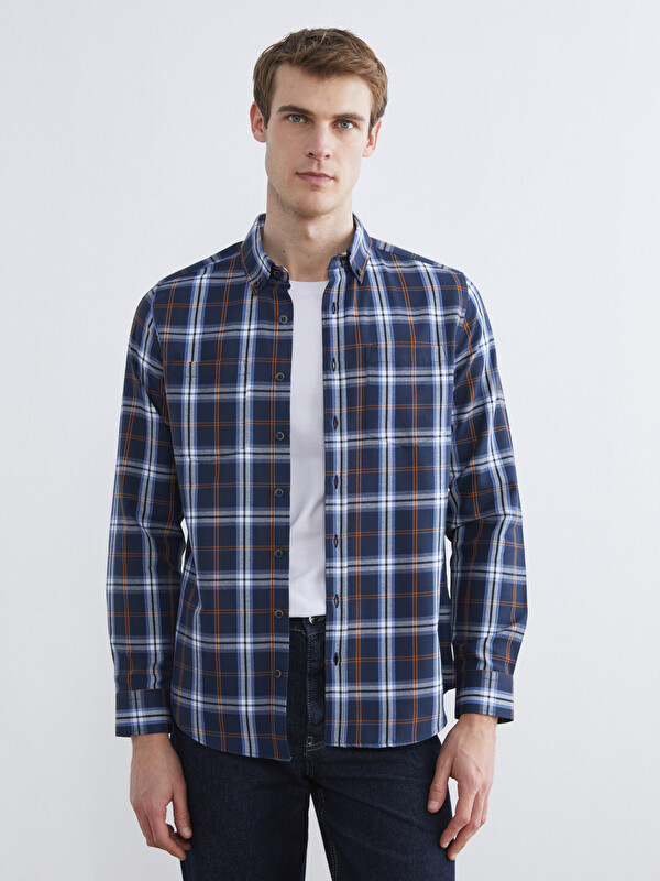 LCWAIKIKI Classic Regular Fit Uzun Kollu Ekose Erkek Gömlek