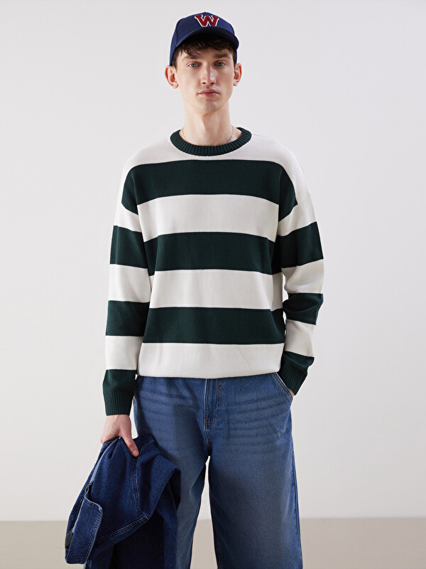 XSIDE Crew Neck Striped Men's Sweater
