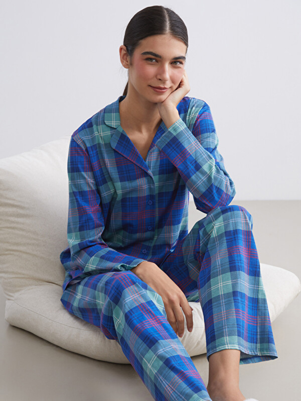 LCW Young Gömlek Yaka Ekose Kadın Pijama Takımı