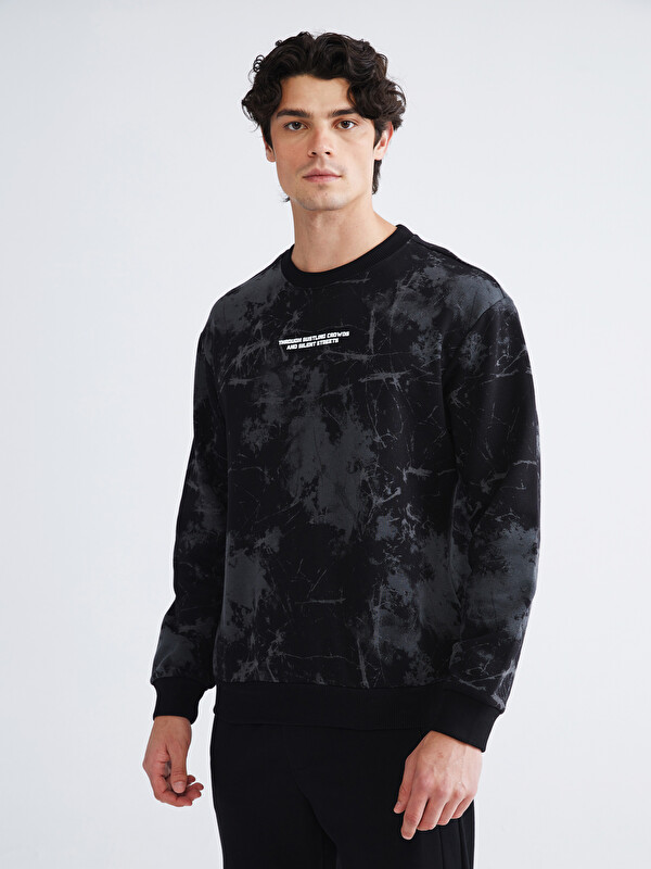 XSIDE Bisiklet Yaka Baskılı Erkek Sweatshirt