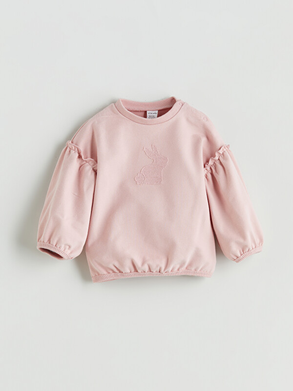 LCW baby Bisiklet Yaka Kız Bebek Sweatshirt