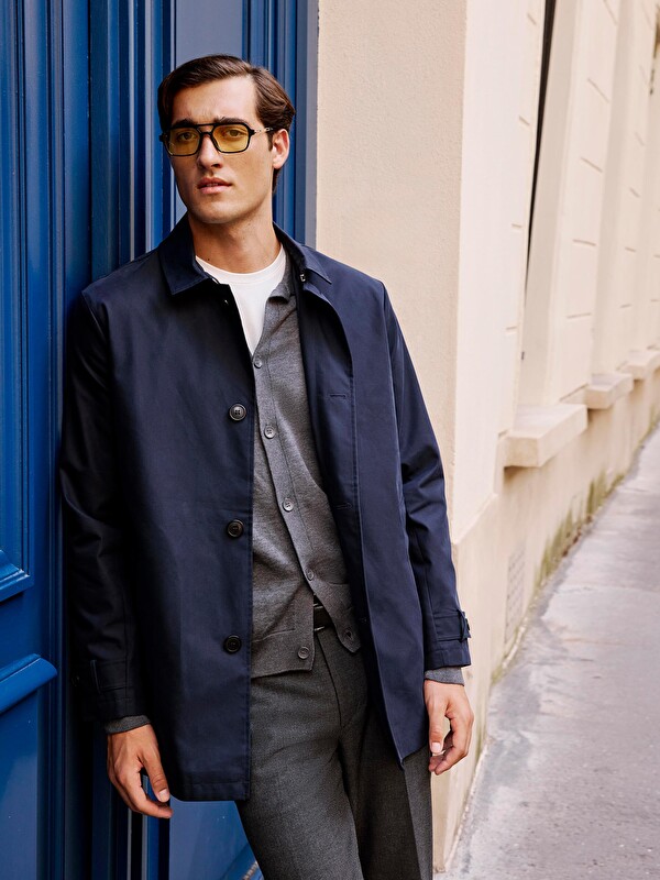 SOUTHBLUE Regular Fit Jacket Collar Men's Trench Coat - W53933Z8