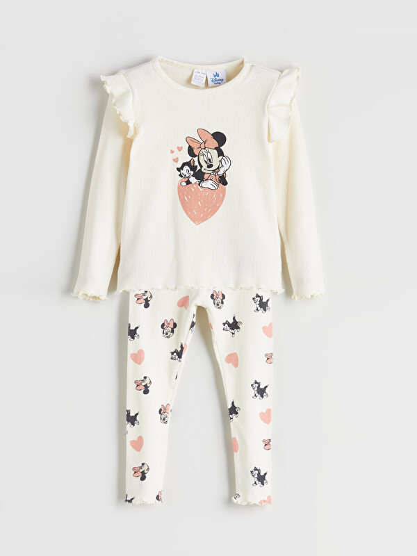 LCW baby Minnie Mouse Printed Baby Girls' T-Shirt and Leggings 2 Pack