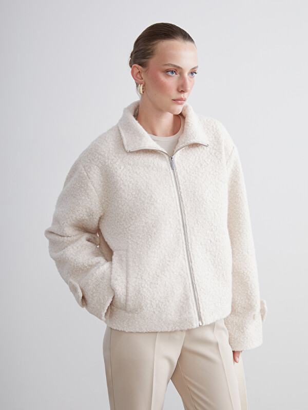 LCWAIKIKI Classic Funnel Neck Oversize Women's Teddy Overcoat