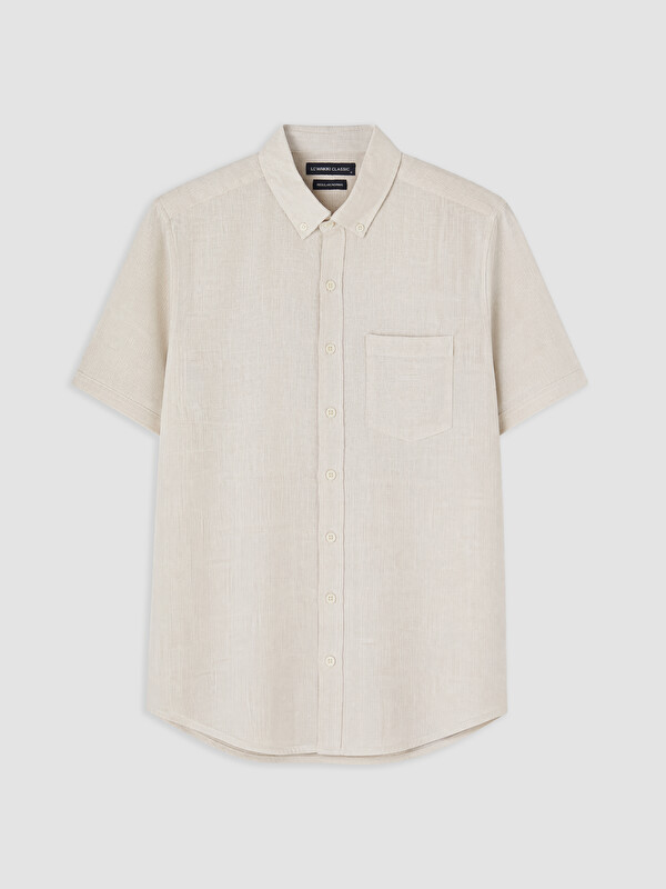 LCWAIKIKI Classic Regular Fit Kısa Kollu Armürlü Erkek Gömlek
