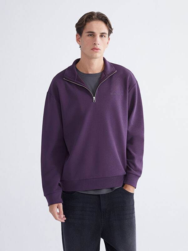 XSIDE Dik Yaka Baskılı Erkek Sweatshirt