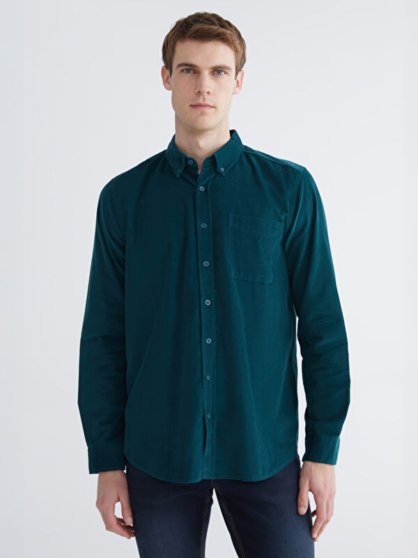 LCWAIKIKI Classic Regular Fit Uzun Kollu Kadife Erkek Gömlek