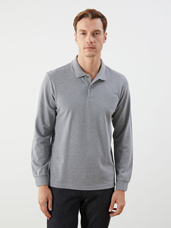 LCWAIKIKI Basic Polo Neck Long Sleeve Pique Men's T-Shirt