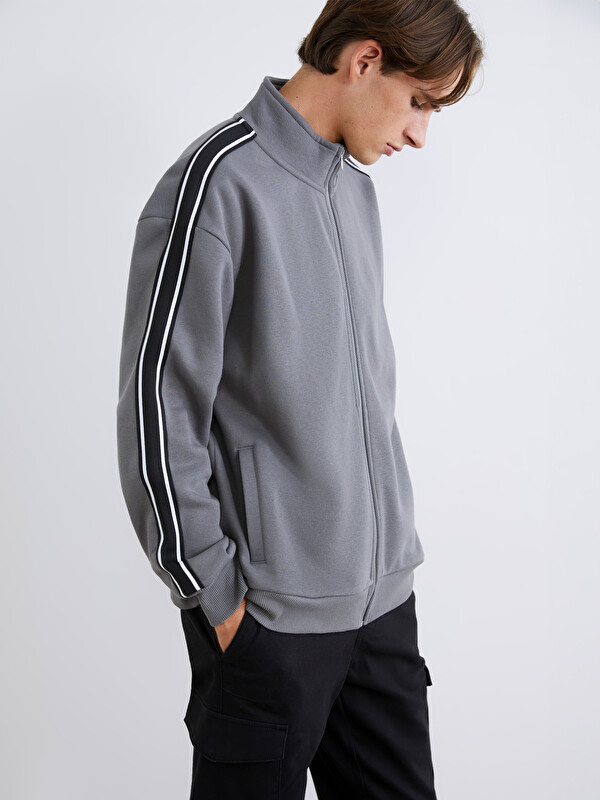 XSIDE Dik Yaka Uzun Kollu Erkek Fermuarlı Sweatshirt